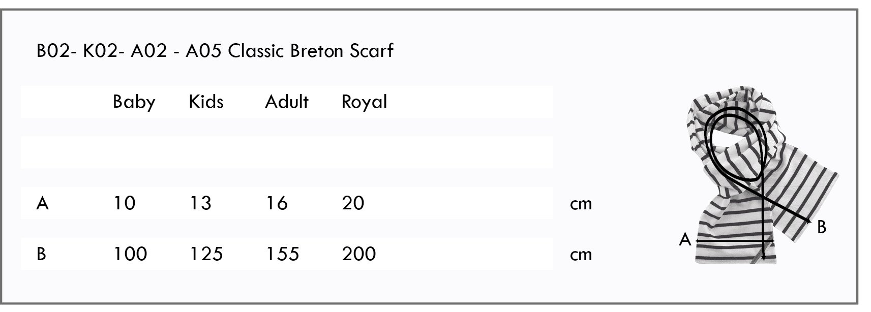 Scarf Size Chart
