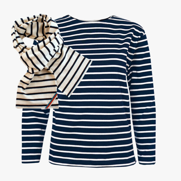Het klassieke shirt en sjaal TOPDEAL navy natural