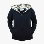 Recht vest uni navy met capuchon