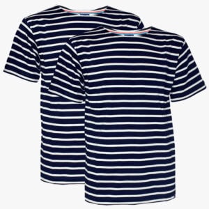 2 Gestreepte T-shirt voor Heren Combideal in de kleur Marineblauw - Naturel