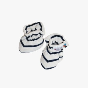 Baby slofjes in de kleur Naturel - Marineblauw