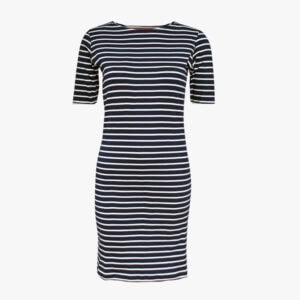 Jurk boothals met halve mouw in de kleur Marineblauw - Naturel