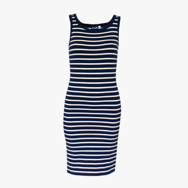 Streepjes jurk singlet in de kleur Marineblauw - Naturel
