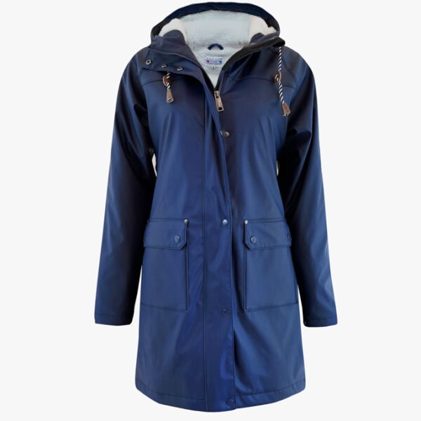 Regenjas met teddyvoering in de kleur Marineblauw