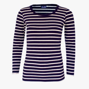 Streepjesshirt met lange mouw in de kleur Marineblauw - Naturel