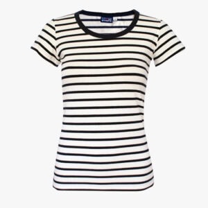 Streepjesshirt met korte mouw in de kleur Naturel - Marineblauw