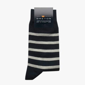 Gestreepte sokken in de kleur Marineblauw - Naturel