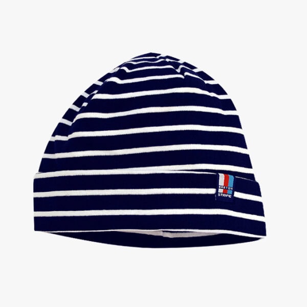 Gestreepte muts in de kleur Marineblauw - Wit