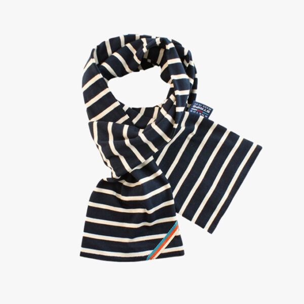 Gestreepte sjaal in de kleur Marineblauw - Naturel