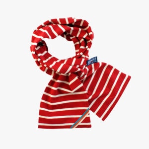 Gestreepte sjaal in de kleur Bordeauxrood - Naturel