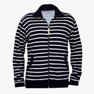 Bretons vest met zakken in de kleur Marineblauw - Naturel