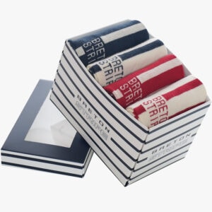 4 paar sokken in een cadeaubox met kleurcombinatie Marineblauw - Naturel en Naturel, Marineblauw en Bordeauxrood - Naturel, Naturel - Bordeauxrood