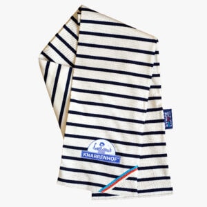 Sjaal met Knarrenhof logo in de kleur Naturel-Marineblauw