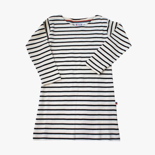 Gestreept kinderjurkje in de kleur Naturel - Marineblauw